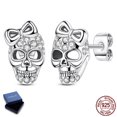 thumbnail image 1 of MULA 925 Sterling Silver Halloween Gothic Skull Bow Stud Earrings Sparkling AAA CZ Party Jewelry Gift for Her, 1 of 7