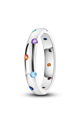 925 Sterling Silver Rings Band Stacking with Cubic Zirconia Size 6-9 Gifts for Women Lover