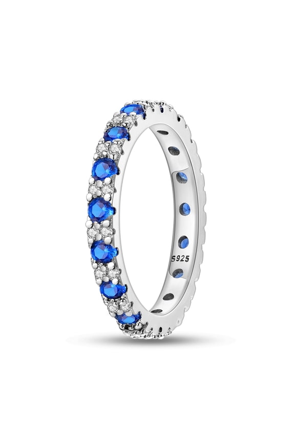 925 Sterling Silver Rings Band Stacking with Cubic Zirconia Size 6-9 Gifts for Women Lover