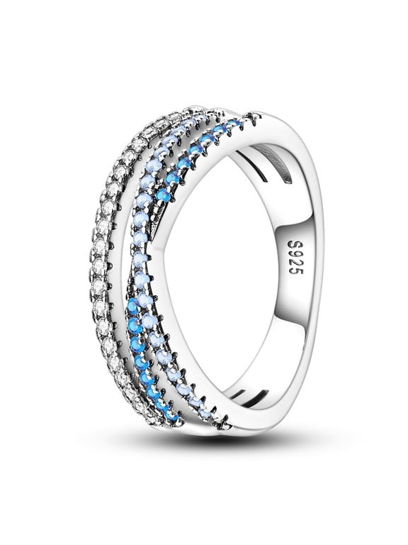 925 Sterling Silver Rings Band Stacking with Cubic Zirconia Size 6-9 Gifts for Women Lover