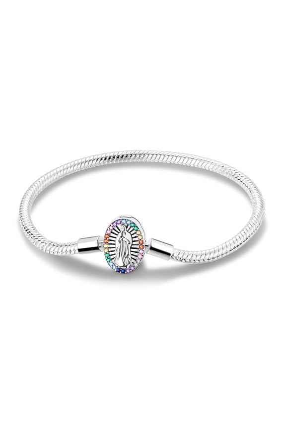 925 Sterling Silver Sparkling Cubic Zirconia Snake Chain Bracelet for Women, DIY Charm Bracelet Birthday Christmas Gift