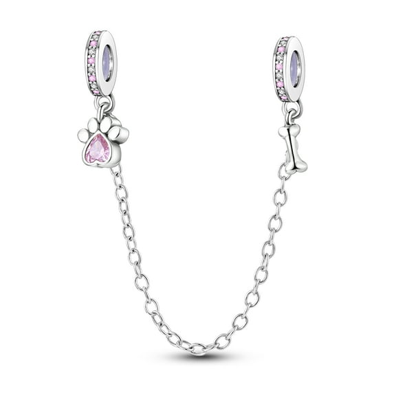 MULA 925 Sterling Silver Stopper Safety Chain for Bracelets Cute Pet Paw Charms DIY Gifts for Women