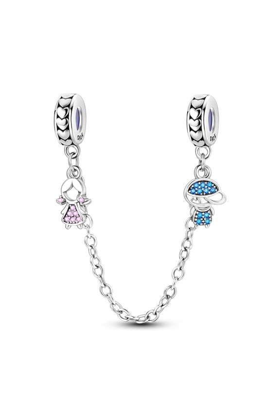 925 Sterling Silver Stopper Safety Chain fit Bracelet Lucky Boys Girl Charm for Women