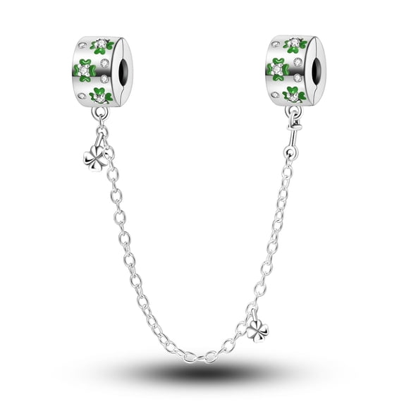 MULA 925 Sterling Silver Stopper Safety Chain for Bracelets Lucky Clovers Charms Gifts for Women