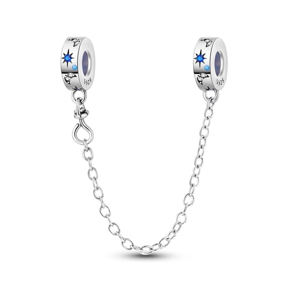 MULA 925 Sterling Silver Stopper Safety Chain for Bracelets Starry Moon Charms DIY Gifts for Women