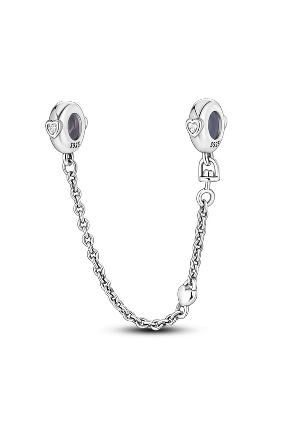 925 Sterling Silver Stopper Safety Chain for Bracelets Stunning Heart Love Charm Gifts for Her