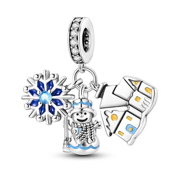 MULA Christmas Charm 925 Sterling Silver Ice World Pendant Fit Bracelet Necklace Gifts for Women