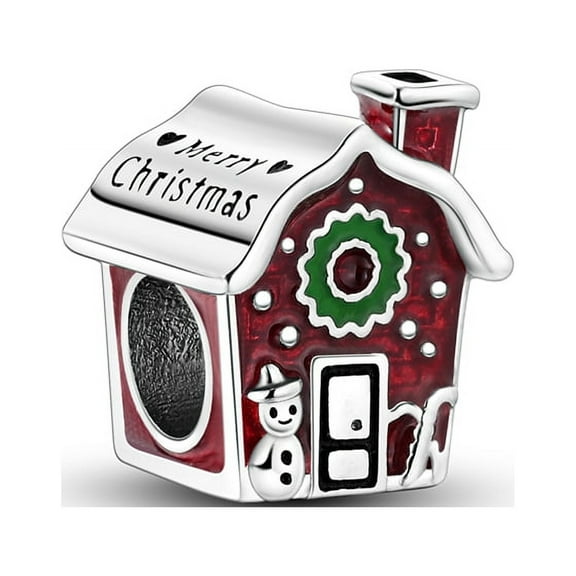 MULA Christmas Charm 925 Sterling Silver Xmas Cozy Home Pendant Fit Bracelet Gifts for Women