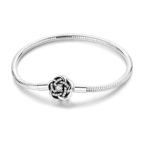 MULA European 925 Sterling Silver Butterfly Clasp Snake Bracelet for Charms Women Jewelry