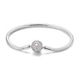 thumbnail image 1 of MULA European 925 Sterling Silver CZ Heart Clasp Snake Bracelet for Charms Women Jewelry, 1 of 6