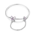 thumbnail image 1 of MULA European 925 Sterling Silver CZ Heart Clasp Snake Bracelet for Charms Women Jewelry, 1 of 6