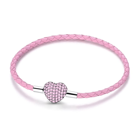 MULA European 925 Sterling Silver CZ Heart Clasp Snake Bracelet for Charms Women Jewelry