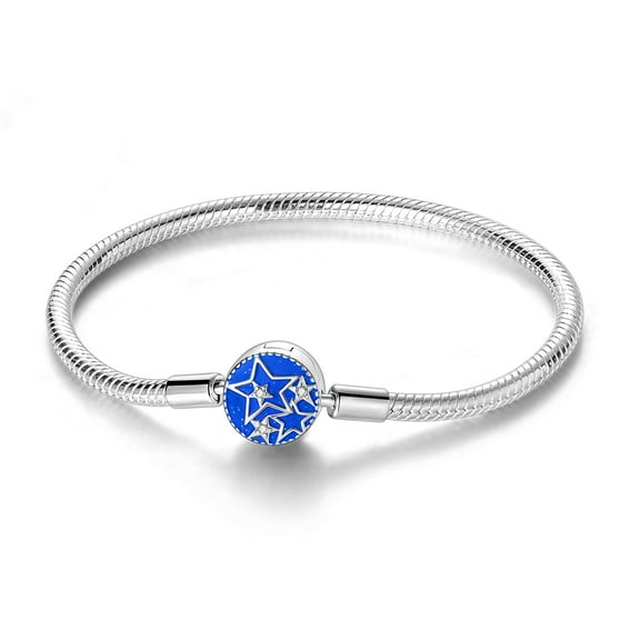 MULA European 925 Sterling Silver Snake Bracelet Flowers Clasp Chain for Charms Women Jewelry