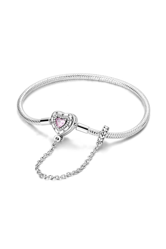 European 925 Sterling Silver Snake Bracelet Love Clasp Chain for Charms Women Jewelry