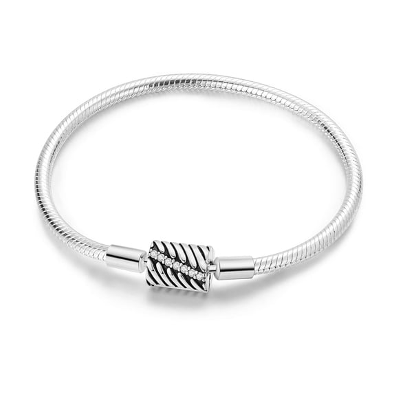 MULA European 925 Sterling Silver Snake Bracelet Love Clasp Chain for Charms Women Jewelry