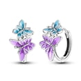 thumbnail image 1 of MULA European Enamel Purple Butterfly 925 Sterling Silver Hoop Earrings For Women Jewelry Gift, 1 of 5