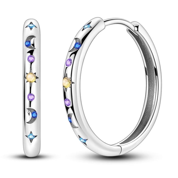 MULA European Original Colorful Starry Sky 925 Sterling Silver Hoop Earrings CZ For Women Jewelry Birthday Gift
