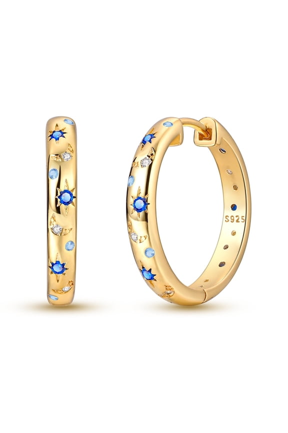 European Original Starry Night 925 Sterling Silver Hoop Earrings AAA CZ For Women Jewelry Birthday Gift