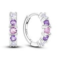 thumbnail image 1 of MULA European Original Purple Gradient 925 Sterling Silver Hoop Earrings CZ For Women Jewelry Birthday Gift, 1 of 6