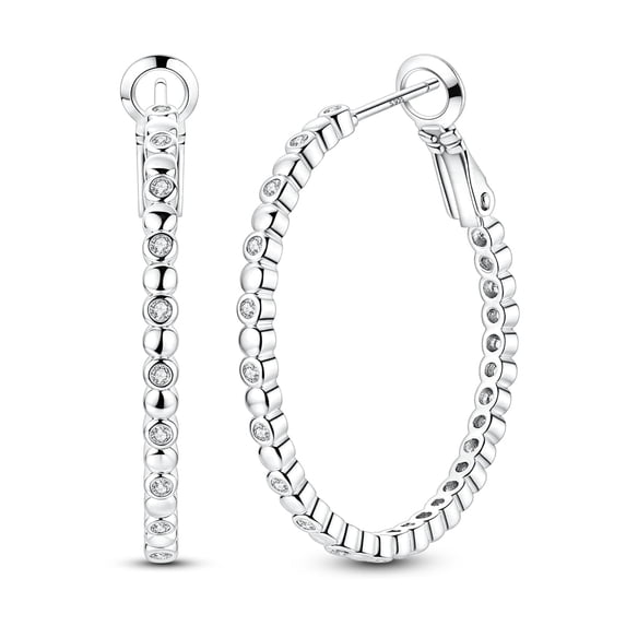 MULA European Original Solid 925 Sterling Silver Round Hoop Earrings AAA CZ For Women Jewelry Birthday Gift