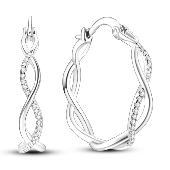 MULA European Original Sparkling Weave 925 Sterling Silver Hoop Earrings AAA CZ For Women Jewelry Birthday Gift