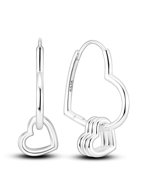 Heart Hoop Earring for Women S925 Sterling Silver Shinning Jewelry Gifts with Box