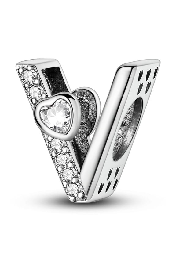 Letter A-Z Charms for Bracelets 925 Sterling Silver Love Heart Bead Charm Alphabet Initial Dangle Pendants Jewelry Gift for Women