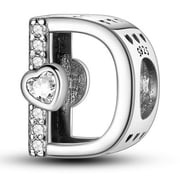 MULA Letter A-Z Charms for Bracelets 925 Sterling Silver Love Heart Bead Charm Alphabet Initial Dangle Pendants Jewelry Gift for Women