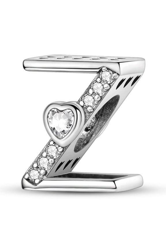 Letter A-Z Charms for Bracelets 925 Sterling Silver Love Heart Bead Charm Alphabet Initial Dangle Pendants Jewelry Gift for Women