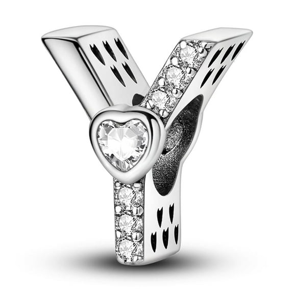 MULA Letter A-Z Charms for Bracelets 925 Sterling Silver Love Heart Bead Charm Alphabet Initial Dangle Pendants Jewelry Gift for Women