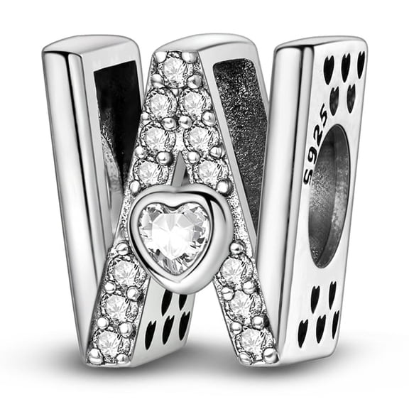 MULA Letter A-Z Charms for Bracelets 925 Sterling Silver Love Heart Bead Charm Alphabet Initial Dangle Pendants Jewelry Gift for Women