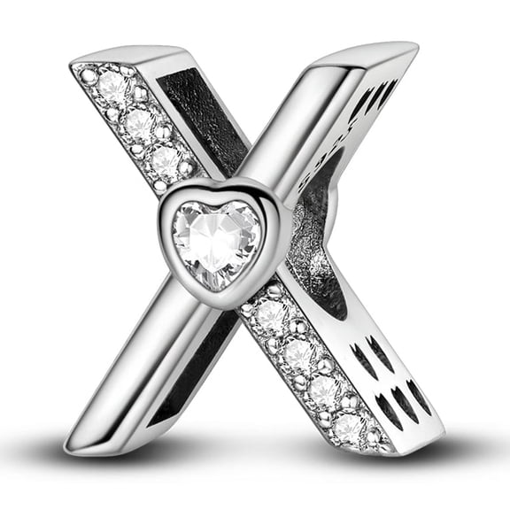 MULA Letter A-Z Charms for Bracelets 925 Sterling Silver Love Heart Bead Charm Alphabet Initial Dangle Pendants Jewelry Gift for Women