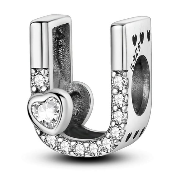 MULA Letter A-Z Charms for Bracelets 925 Sterling Silver Love Heart Bead Charm Alphabet Initial Dangle Pendants Jewelry Gift for Women