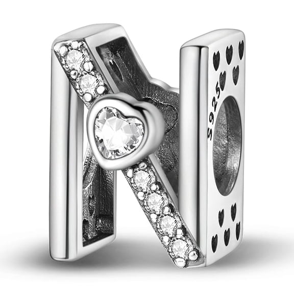 MULA Letter A-Z Charms for Bracelets 925 Sterling Silver Love Heart Bead Charm Alphabet Initial Dangle Pendants Jewelry Gift for Women