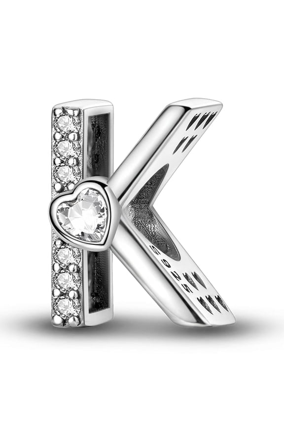 Letter A-Z Charms for Bracelets 925 Sterling Silver Love Heart Bead Charm Alphabet Initial Dangle Pendants Jewelry Gift for Women