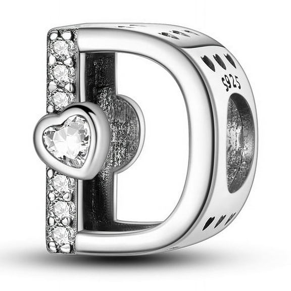 MULA Letter A-Z Charms for Bracelets 925 Sterling Silver Love Heart Bead Charm Alphabet Initial Dangle Pendants Jewelry Gift for Women
