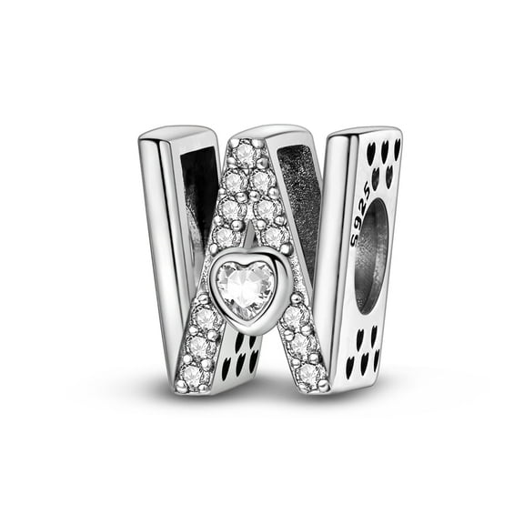 MULA Letter A-Z Charms for Bracelets 925 Sterling Silver Love Heart Bead Charm Alphabet Initial Dangle Pendants Jewelry Gift for Women