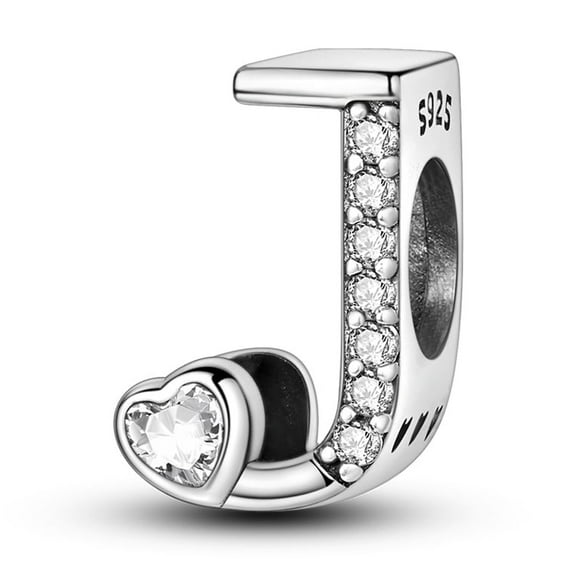 MULA Letter A-Z Charms for Bracelets 925 Sterling Silver Love Heart Bead Charm Alphabet Initial Dangle Pendants Jewelry Gift for Women