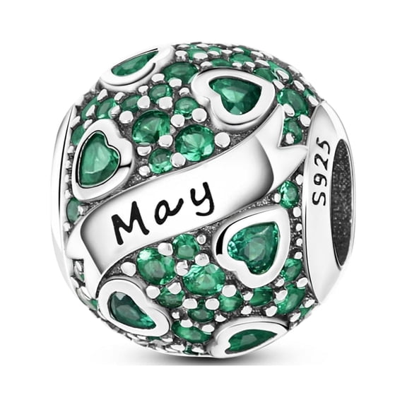 MULA May Birthstone Charms 925 Sterling Silver Charms for Bracelets and Necklaces Gift for Women