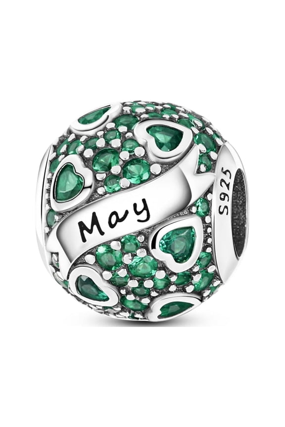 May Birthstone Charms 925 Sterling Silver Charms for Bracelets and Necklaces Gift for Women