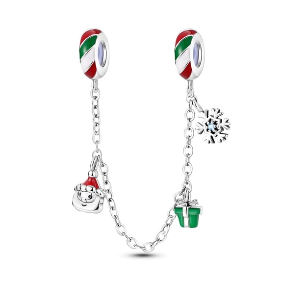 MULA Merry Christmas Charm 925 Sterling Silver Safety Chain Fit Bracelet Women Gifts
