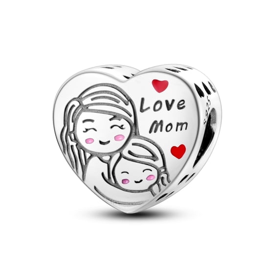 MULA Mother's Day Gifts 925 Sterling Silver Charms Love Mom Heart Flower Dangle Pendants Women Gift