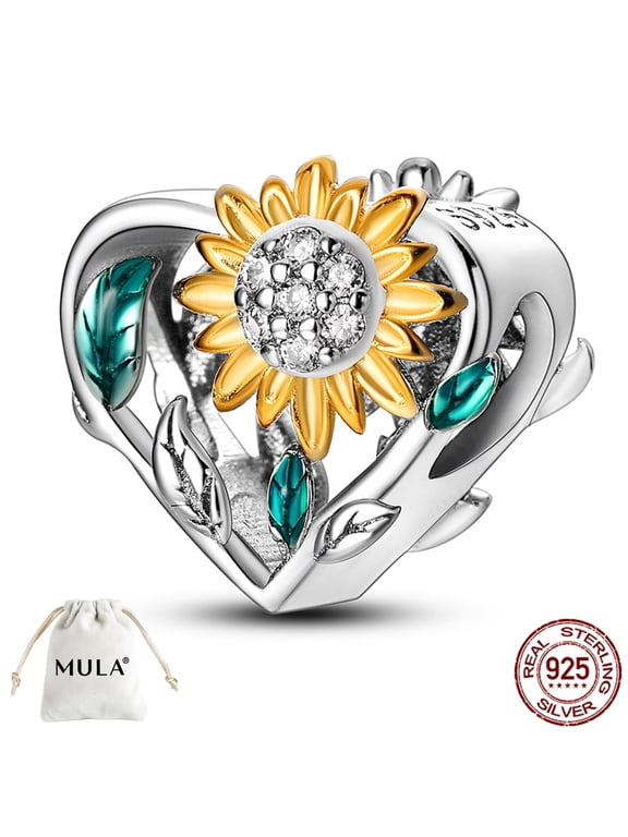 Mother's Day Gifts 925 Sterling Silver DIY Charm for Bracelet Heart Flower Dangle Pendants Birthday Gift for Her