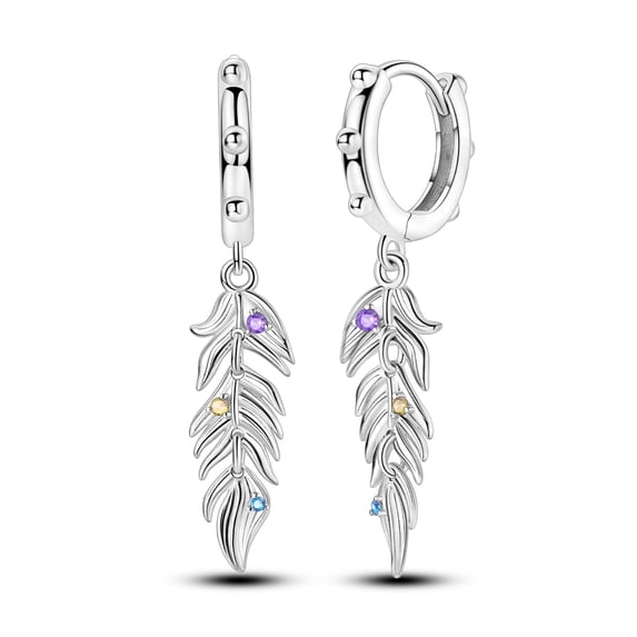 MULA Mother's day Retro Feather Tassel 925 Sterling Silver Hoop Earrings 5A Zircon for Women Jewelry Gift