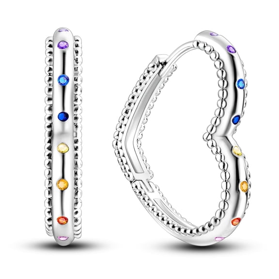 MULA Original 2026 Large Heart 925 Sterling Silver Hoop Earrings Colorful 5A Zircon for Women Jewelry Gift