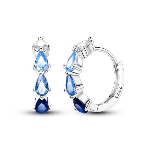 MULA Original 5A Zircon Blue Teardrop 925 Sterling Silver Hoop Earrings for Women Jewelry