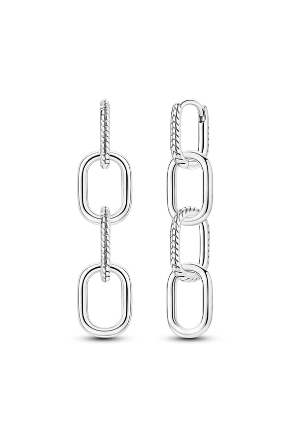 Original 925 Sterling Silver Hoop Earrings Sparkling Snake Bone Chain for Women Jewelry Gift