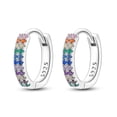 thumbnail image 1 of MULA Original 925 Sterling Silver Round Hoop Earrings Colorful Rainbow AAA CZ for Women Jewelry Gift, 1 of 5