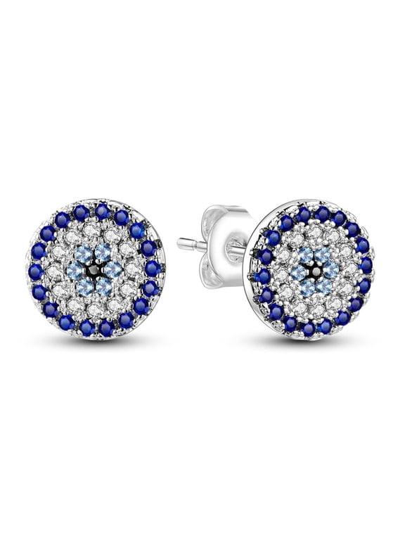 Original 925 Sterling Silver Stud Earrings Devil's Eye AAA CZ for Women Jewelry Gift