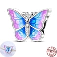 thumbnail image 1 of MULA 925 Sterling Silver Purple Butterfly Charm, Sparkling AAA CZ DIY Fit European Bracelet Women's Jewelry Gift for Her, 1 of 6